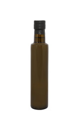 small, elongated oil bottle, olive oil in glass bottle