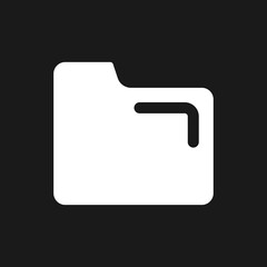 Folder pixel dark mode glyph ui icon. Files storage. Digital information. User interface design. White silhouette symbol on black space. Solid pictogram for web, mobile. Vector isolated illustration