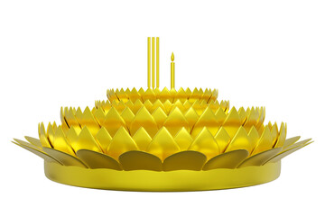 3D rendering Golden Krathong floating flower model. Loy krathong festival