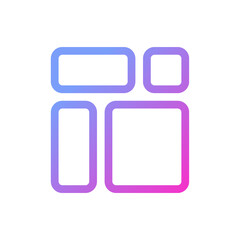 Content blocks pixel perfect gradient linear ui icon. Webpage elements arrangement. Web design. Line color user interface symbol. Modern style pictogram. Vector isolated outline illustration