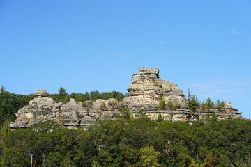 Rock formation on top of a mountain near Camp Douglas, Wisconsin