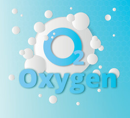 Oxygen molecule on a blue background.O2. Concept. Vector illustration.
