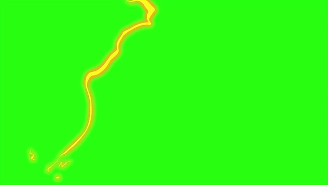 Loop animation lightning electric on green screen background , lightning double strike effect