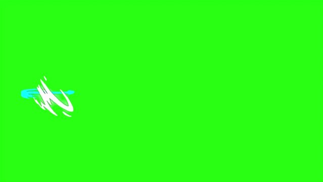 Animation muzzle action effect on green screen background, frost blast sideways effect