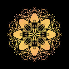 luxury golden mandala on black background