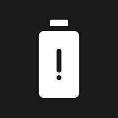 Low battery level dark mode glyph ui icon. Tired and exhausted. User interface design. White silhouette symbol on black space. Solid pictogram for web, mobile. Vector isolated illustration
