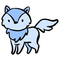 Textured hand drawn ink arctic fox christmas illustration