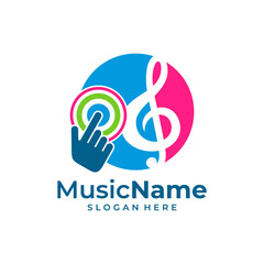 Music Click Logo Vector. Touch Music logo design template