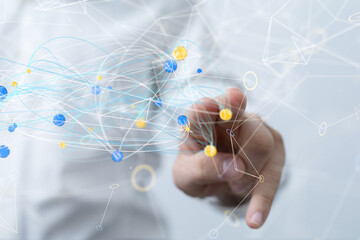 Global network. Blockchain. 3D illustration. Neural networks and artificial intelligence. Abstract