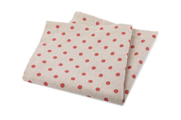 Cloth kitchen napkin with polka dot pattern isolated on white