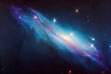Fototapeta na wymiar Dark blue cosmic space stardust nebula background illustration