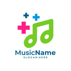 Obraz premium Health Music Logo Vector. Music Plus logo design template