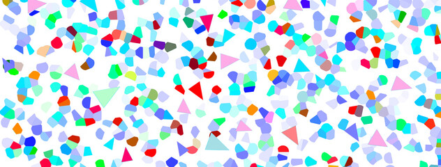 Confetti background, colorful paper snippets, shades of blue, retro neon color 80s style.