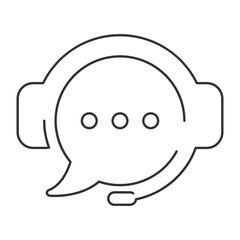 Obraz premium Live chat line icon. Website support sign. Consept of live chat, messages of speech bubble with dots and headphones. Flat vector illustration isolated on white background.