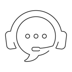 Support icon. Online live chat sign. Call center icon. Consept of live chat, messages of speech bubble with dots and headphones. Flat vector illustration isolated on white background.