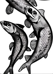 Cape Cod - Style Fish Illustrations on the Atlantic Ocean