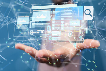 web develop interface web application in hand