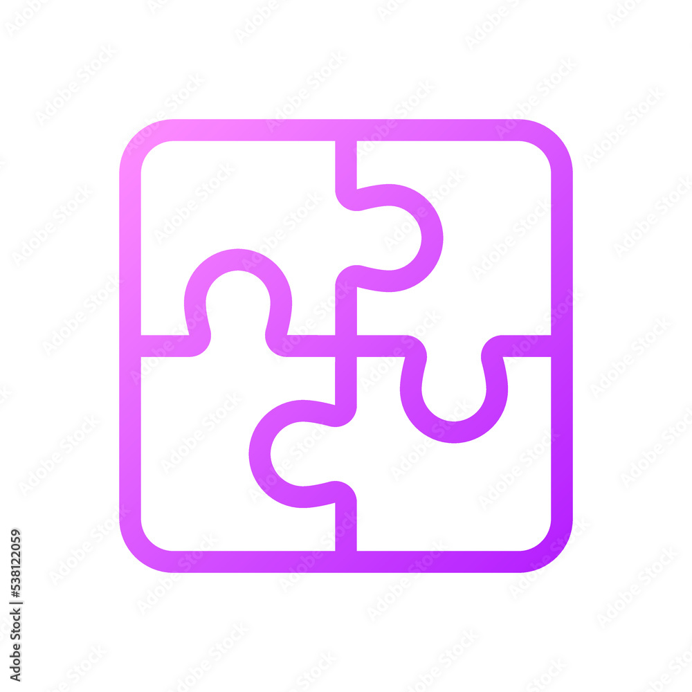 Poster puzzle pixel perfect gradient linear ui icon. team cooperation. idea and solution. business planning