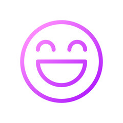 Laughing emoji pixel perfect gradient linear ui icon. Feelings expression. Online communication. Line color user interface symbol. Modern style pictogram. Vector isolated outline illustration
