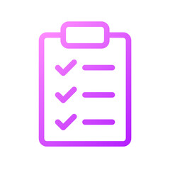 Obraz premium Checklist pixel perfect gradient linear ui icon. Wellness to do list. Questions form. Feedback poll. Line color user interface symbol. Modern style pictogram. Vector isolated outline illustration