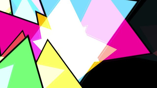 Multicolor triangle motion to right animation. 2D rendering abstract background