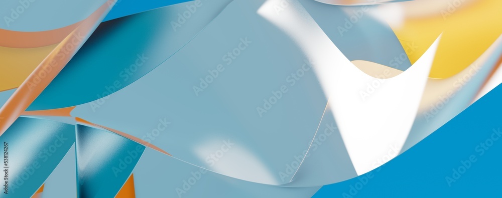 Poster blue wave abstract background 3d rendering flat design style