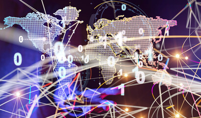 World map point, line, composition, representing the global,