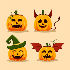 a set of helloween anchor illustrations with various expressions
