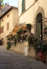 Fototapeta na wymiar Italy, Tuscany: Foreshortening of village of Cortona.
