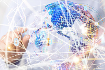 Global network connection. World map point and line composition concept