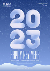 Fototapeta premium 2023 New Year club party flyer. Vector illustration.