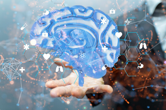 Global network. Blockchain. 3D illustration. Neural networks and artificial intelligence. Abstract