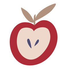 Scandinavian authentic minimal nordic apple illustration on isolated background. Fruit with folk nordic geometry ornaments in flat modern scandinavian style. 