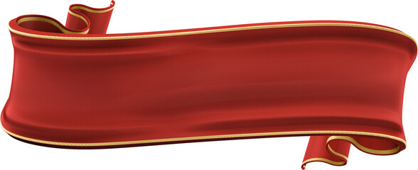 3D rendering red ribbon for composition