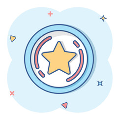 Loyalty icon in comic style. Reward cartoon vector illustration on white isolated background. Discount splash effect business concept.