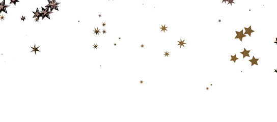 golden openwork shiny snowflakes, star, 3D rendering.