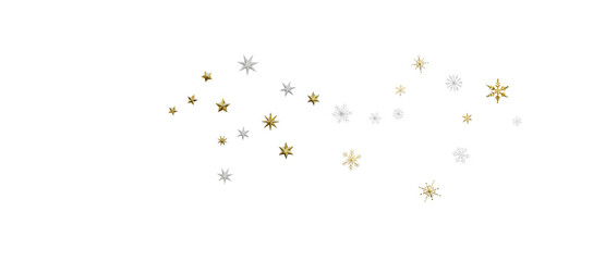 new year pattern. Christmas theme, golden openwork shiny snowflakes, star, 3D rendering.