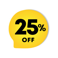 25% off. For price discounts on purchases. Sales, promotions, offers, retail, store. Use in social media, banner, poster