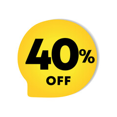40% off. For price discounts on purchases. Sales, promotions, offers, retail, store. Use in social media, banner, poster