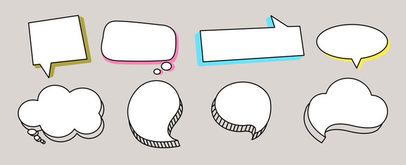 Fototapeta premium Speech Bubbles Hand Drawn Coloring Vector