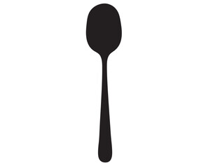 Black silhouette Tablespoon made of stainless steel in isolate on a white background. Kitchen dishes.