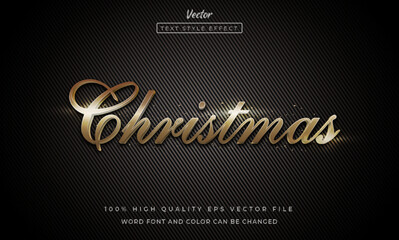 Luxury text effect merry christmas gold 3d style