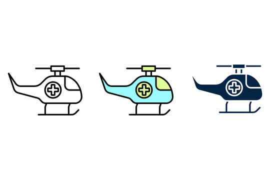 Ambulance helicopter line icon. Simple element illustration. Ambulance helicopter concept outline symbol design.