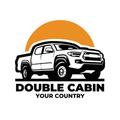 Adventure double cabin pickup truck logo vector isolated