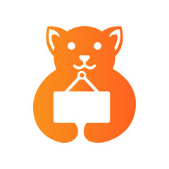 Dog Notice Board Logo Negative Space Concept Vector Template. Dog Holding Notice Board Symbol