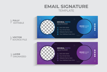 Creative email signature design, professional vector landscape e-footer, elegant web social media cover