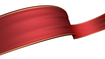 3d rendering red ribbon for composition