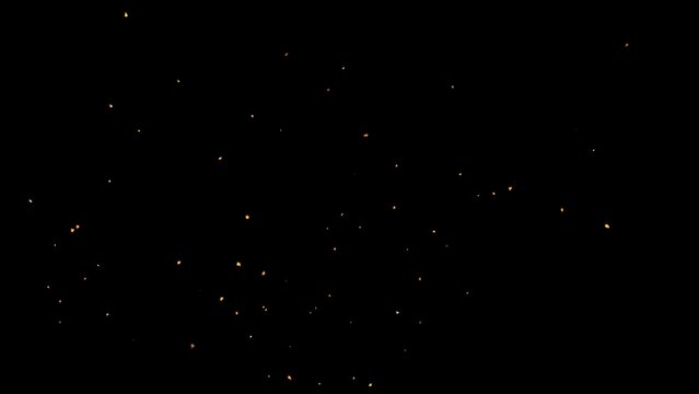 Fire Sparks particles overlay effect on black background. 4K
