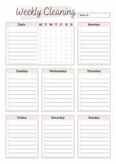 Beige Clean and Trendy White Minimalist Weekly Cleaning planner