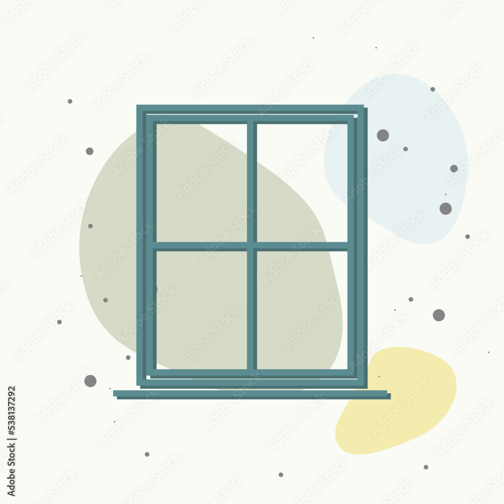 Poster vector window icon on multicolored background.